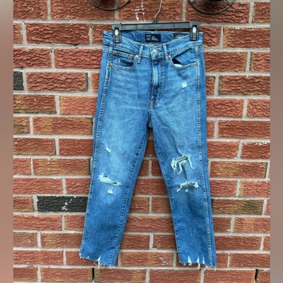 GAP High Rise Vintage Slim Distressed Blue Jeans - Picture 1 of 10